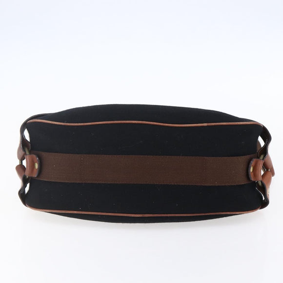 BURBERRY Blue Label Shoulder Bag Wool Black Gold Auth bs30768