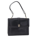 Burberrys Nova Check Shoulder Bag Leather Black Gold Auth bs30769-1