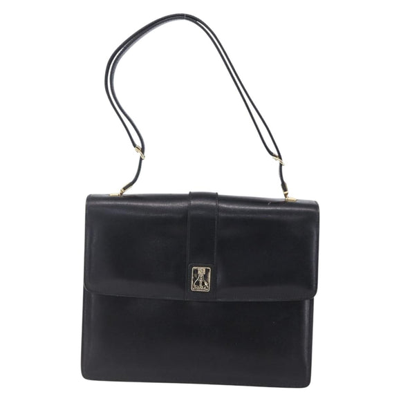 Burberrys Nova Check Shoulder Bag Leather Black Gold Auth bs30769