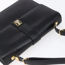 Burberrys Nova Check Shoulder Bag Leather Black Gold Auth bs30769-6