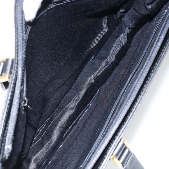 BURBERRY Hand Bag Leather Black Gold Auth bs30770