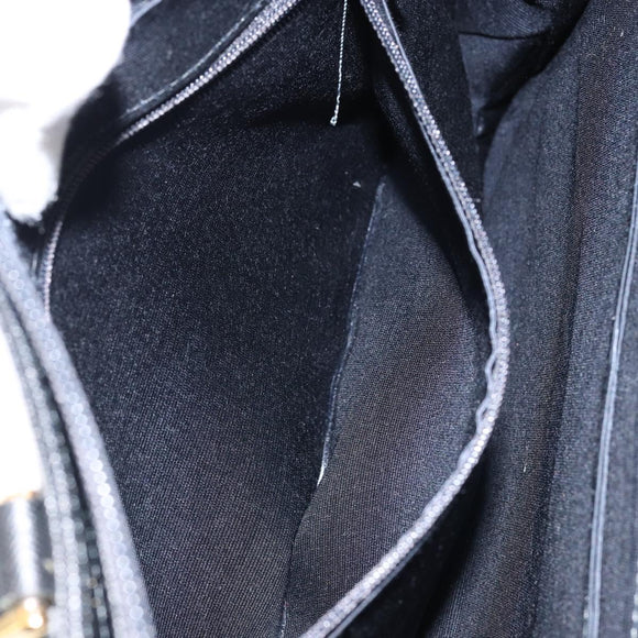 BURBERRY Hand Bag Leather Black Gold Auth bs30770