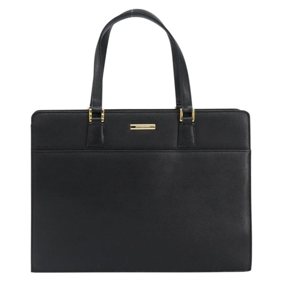 BURBERRY Hand Bag Leather Black Gold Auth bs30770