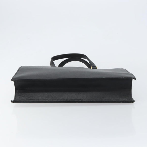 BURBERRY Hand Bag Leather Black Gold Auth bs30770