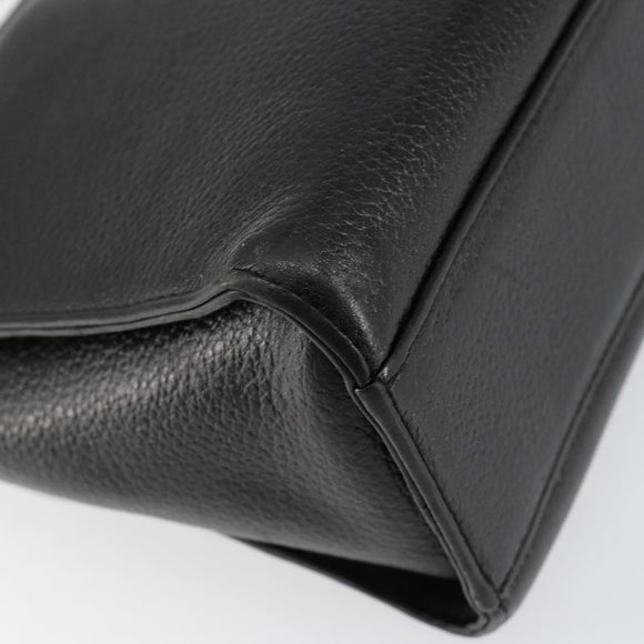 Burberrys Nova Check Shoulder Bag Leather Black Gold Auth bs30771