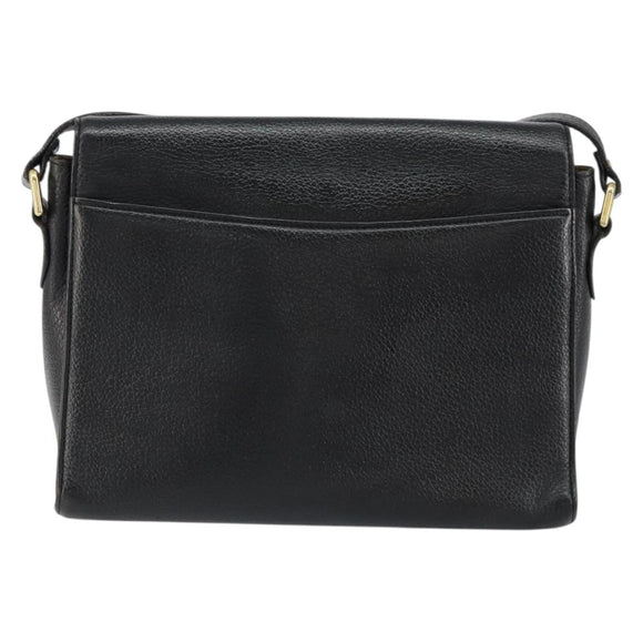 Burberrys Nova Check Shoulder Bag Leather Black Gold Auth bs30771