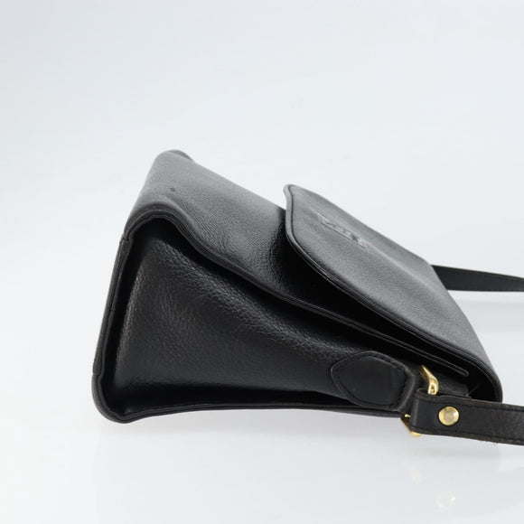 Burberrys Nova Check Shoulder Bag Leather Black Gold Auth bs30771