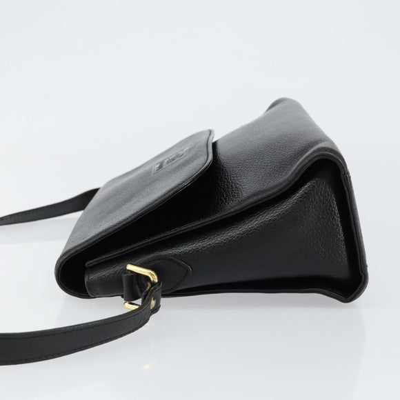 Burberrys Nova Check Shoulder Bag Leather Black Gold Auth bs30771