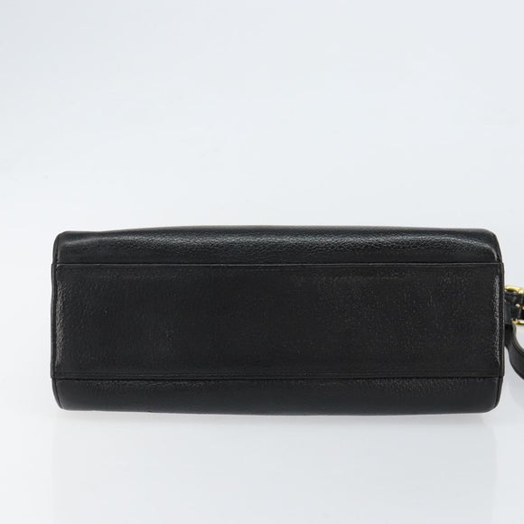 Burberrys Nova Check Shoulder Bag Leather Black Gold Auth bs30771