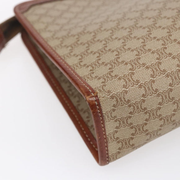 CELINE Macadam Canvas Clutch Bag PVC Beige Gold Auth bs30773