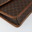 CELINE Macadam Canvas Shoulder Bag PVC Leather Beige Gold Auth bs30777-14