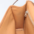 CELINE Macadam Canvas Shoulder Bag PVC Leather Beige Gold Auth bs30777-20