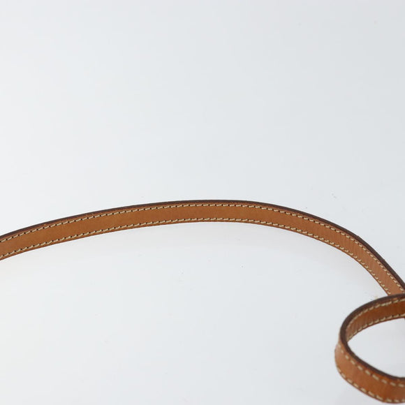 CELINE Macadam Canvas Shoulder Bag PVC Leather Beige Gold Auth bs30777