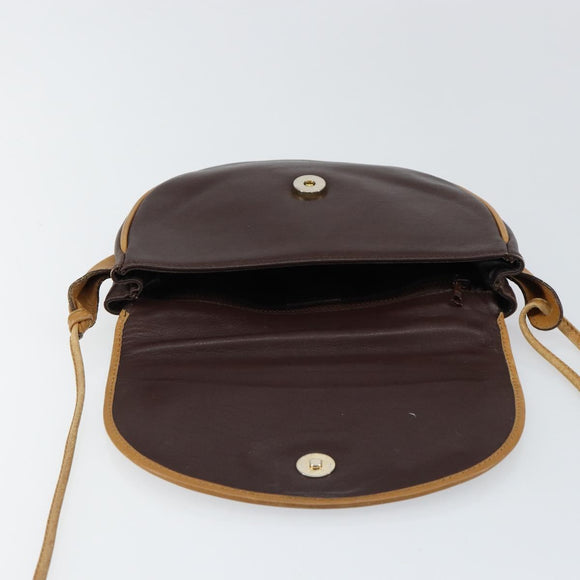 CELINE Shoulder Bag Leather Brown Gold Auth bs30778