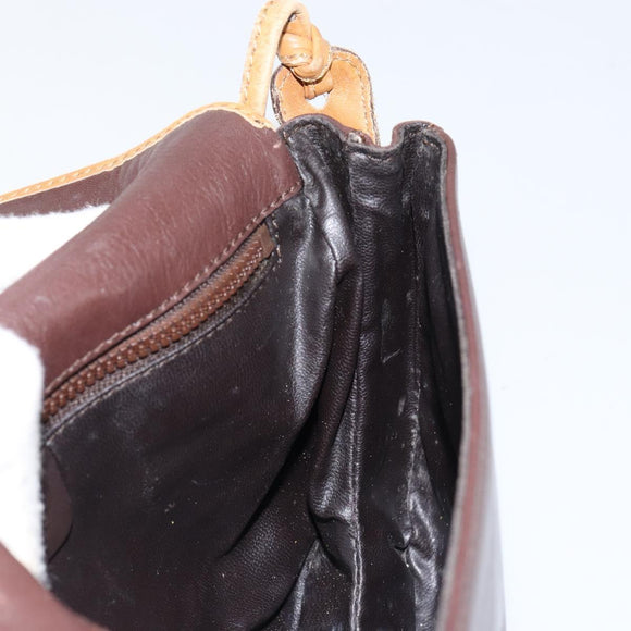 CELINE Shoulder Bag Leather Brown Gold Auth bs30778