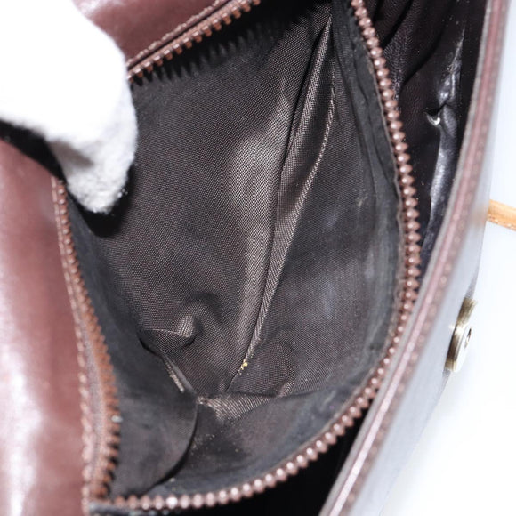 CELINE Shoulder Bag Leather Brown Gold Auth bs30778