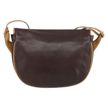 CELINE Shoulder Bag Leather Brown Gold Auth bs30778 - 0