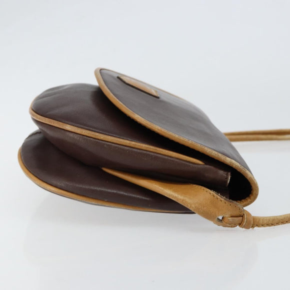 CELINE Shoulder Bag Leather Brown Gold Auth bs30778