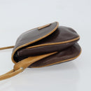 CELINE Shoulder Bag Leather Brown Gold Auth bs30778-4