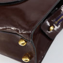 CELINE Macadam Canvas Hand Bag Enamel Brown Gold Auth bs30779-9