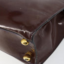 CELINE Macadam Canvas Hand Bag Enamel Brown Gold Auth bs30779-15