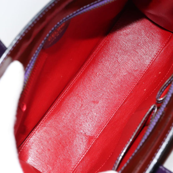 CELINE Macadam Canvas Hand Bag Enamel Brown Gold Auth bs30779