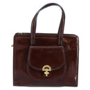 CELINE Macadam Canvas Hand Bag Enamel Brown Gold Auth bs30779-13