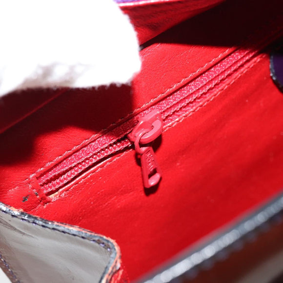 CELINE Macadam Canvas Hand Bag Enamel Brown Gold Auth bs30779