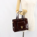 CELINE Macadam Canvas Hand Bag Enamel Brown Gold Auth bs30779-24