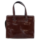 CELINE Macadam Canvas Hand Bag Enamel Brown Gold Auth bs30779-2