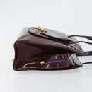 CELINE Macadam Canvas Hand Bag Enamel Brown Gold Auth bs30779-3