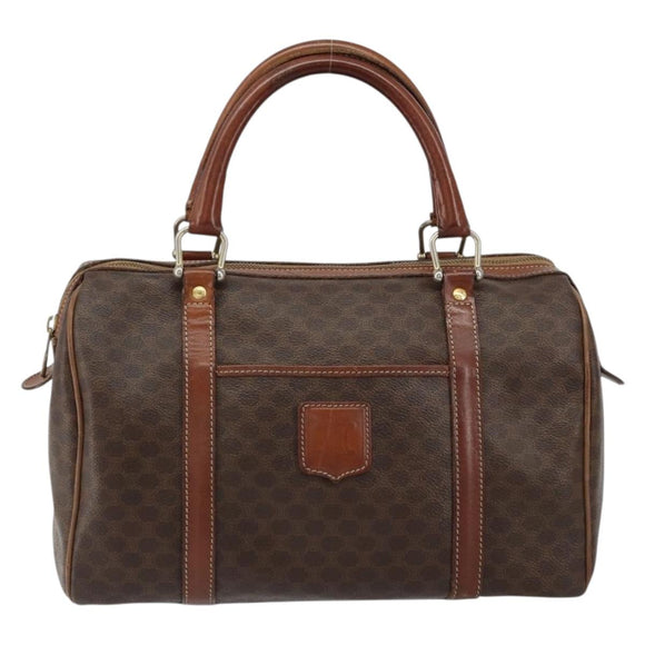 CELINE Macadam Canvas Hand Bag PVC Leather Beige Gold Auth bs30781