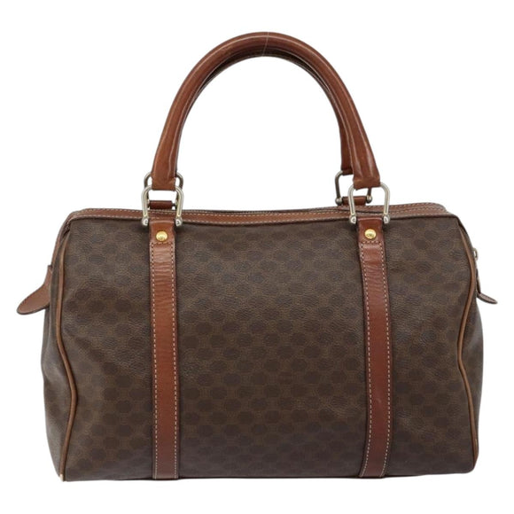 CELINE Macadam Canvas Hand Bag PVC Leather Beige Gold Auth bs30781