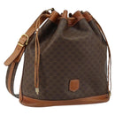 CELINE Macadam Canvas Shoulder Bag PVC Leather Brown Gold Auth bs30783-1