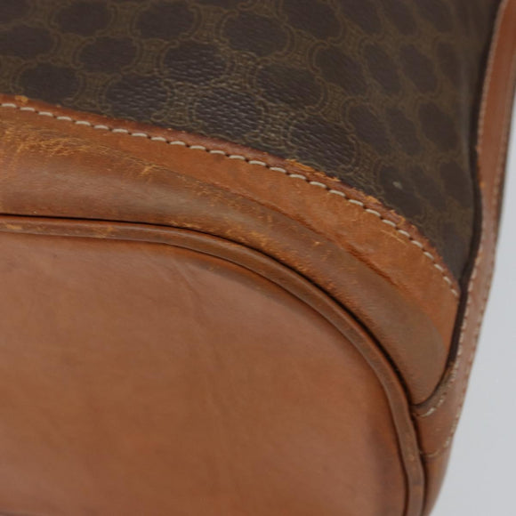 CELINE Macadam Canvas Shoulder Bag PVC Leather Brown Gold Auth bs30783