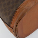 CELINE Macadam Canvas Shoulder Bag PVC Leather Brown Gold Auth bs30783-15