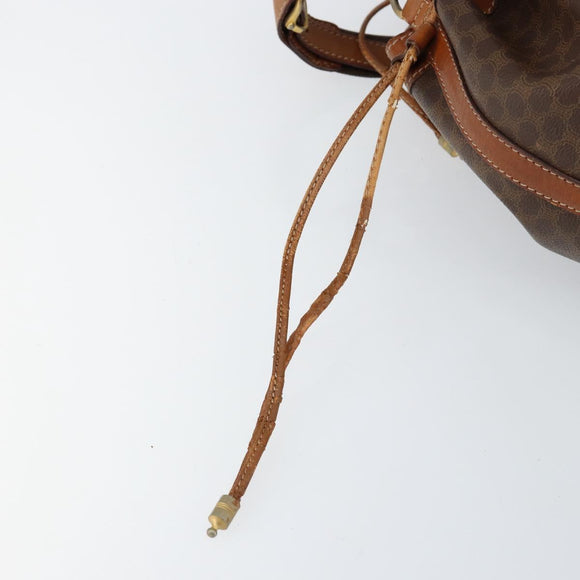 CELINE Macadam Canvas Shoulder Bag PVC Leather Brown Gold Auth bs30783