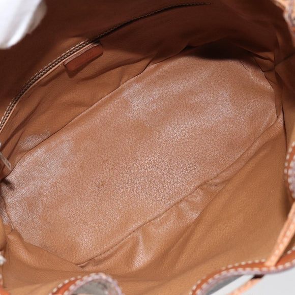 CELINE Macadam Canvas Shoulder Bag PVC Leather Brown Gold Auth bs30783