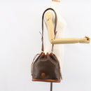 CELINE Macadam Canvas Shoulder Bag PVC Leather Brown Gold Auth bs30783-25