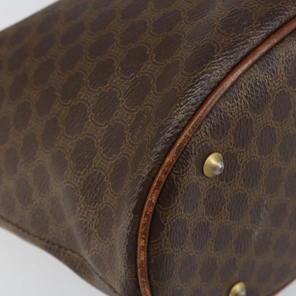 CELINE Macadam Canvas Tote Bag PVC Leather Brown Gold Auth bs30784