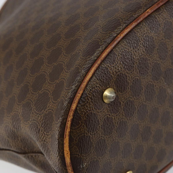 CELINE Macadam Canvas Tote Bag PVC Leather Brown Gold Auth bs30784