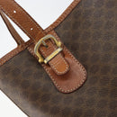 CELINE Macadam Canvas Tote Bag PVC Leather Brown Gold Auth bs30784-9