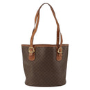 CELINE Macadam Canvas Tote Bag PVC Leather Brown Gold Auth bs30784-2