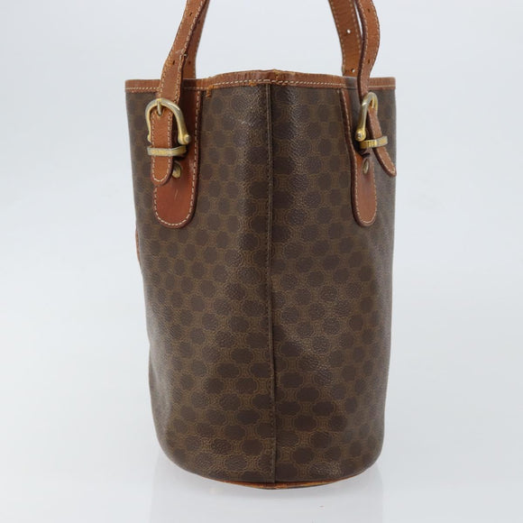 CELINE Macadam Canvas Tote Bag PVC Leather Brown Gold Auth bs30784