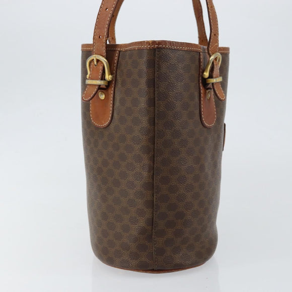CELINE Macadam Canvas Tote Bag PVC Leather Brown Gold Auth bs30784
