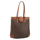 CELINE Macadam Canvas Tote Bag PVC Leather Brown Gold Auth bs30785-1