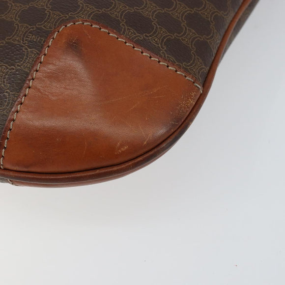 CELINE Macadam Canvas Tote Bag PVC Leather Brown Gold Auth bs30785