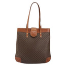 CELINE Macadam Canvas Tote Bag PVC Leather Brown Gold Auth bs30785-13
