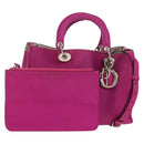 Christian Dior Diorissimo Hand Bag Leather 2way Purple Silver Auth bs30787-1
