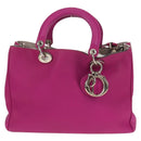 Christian Dior Diorissimo Hand Bag Leather 2way Purple Silver Auth bs30787-13